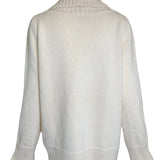 Alexander McQueen Cream Chunky Knit Turtle Neck Angora Wool Sweater BACK