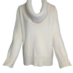 Alexander McQueen Cream Chunky Knit Turtle Neck Angora Wool Sweater FRONT UN-CUFFED 2/7