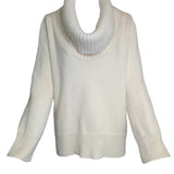 Alexander McQueen Cream Chunky Knit Turtle Neck Angora Wool Sweater FRONT UN-CUFFED 2/7