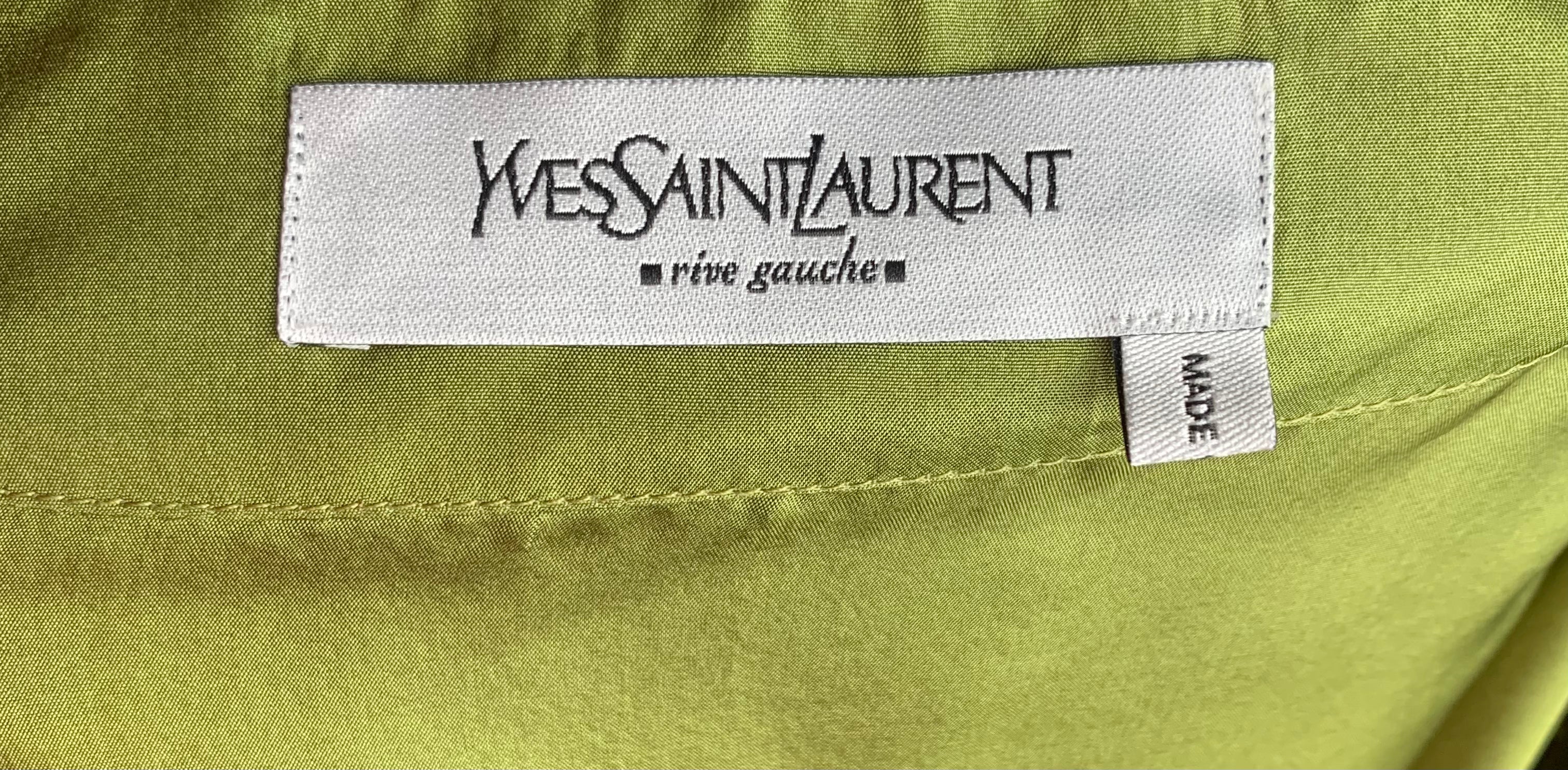 Yves Saint Laurent F/W '04 Tom Ford Olive Green Silk Lace Up Safari Blouse LABEL 9/10