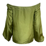 Yves Saint Laurent F/W '04 Tom Ford Olive Green Silk Lace Up Safari Blouse BACK OFF SHOULDER 5/10