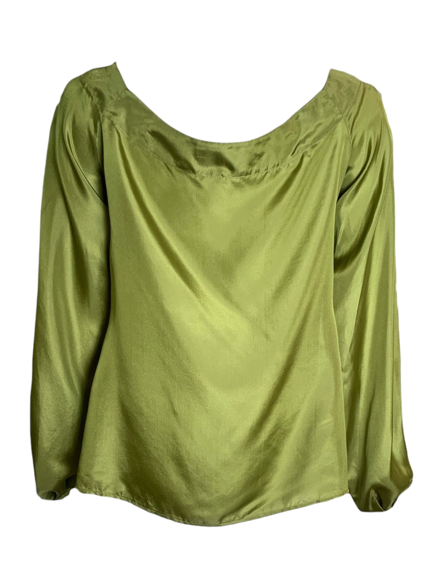 Yves Saint Laurent F/W '04 Tom Ford Olive Green Silk Lace Up Safari Blouse BACK 6/10