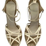 Gucci Strappy Cream Leather and Snake Skin Sandal Heels TOP 2/11