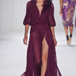 J. Mendel S/S 2013 Purple Romantic Ruffled Silk Long Sleeve Gown, runway