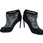  Gucci Black Eline Leather Cage Stiletto Booties OUTTER SIDE 4/9