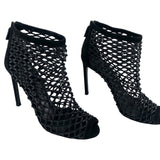  Gucci Black Eline Leather Cage Stiletto Booties ANGLED SIDE 3/9