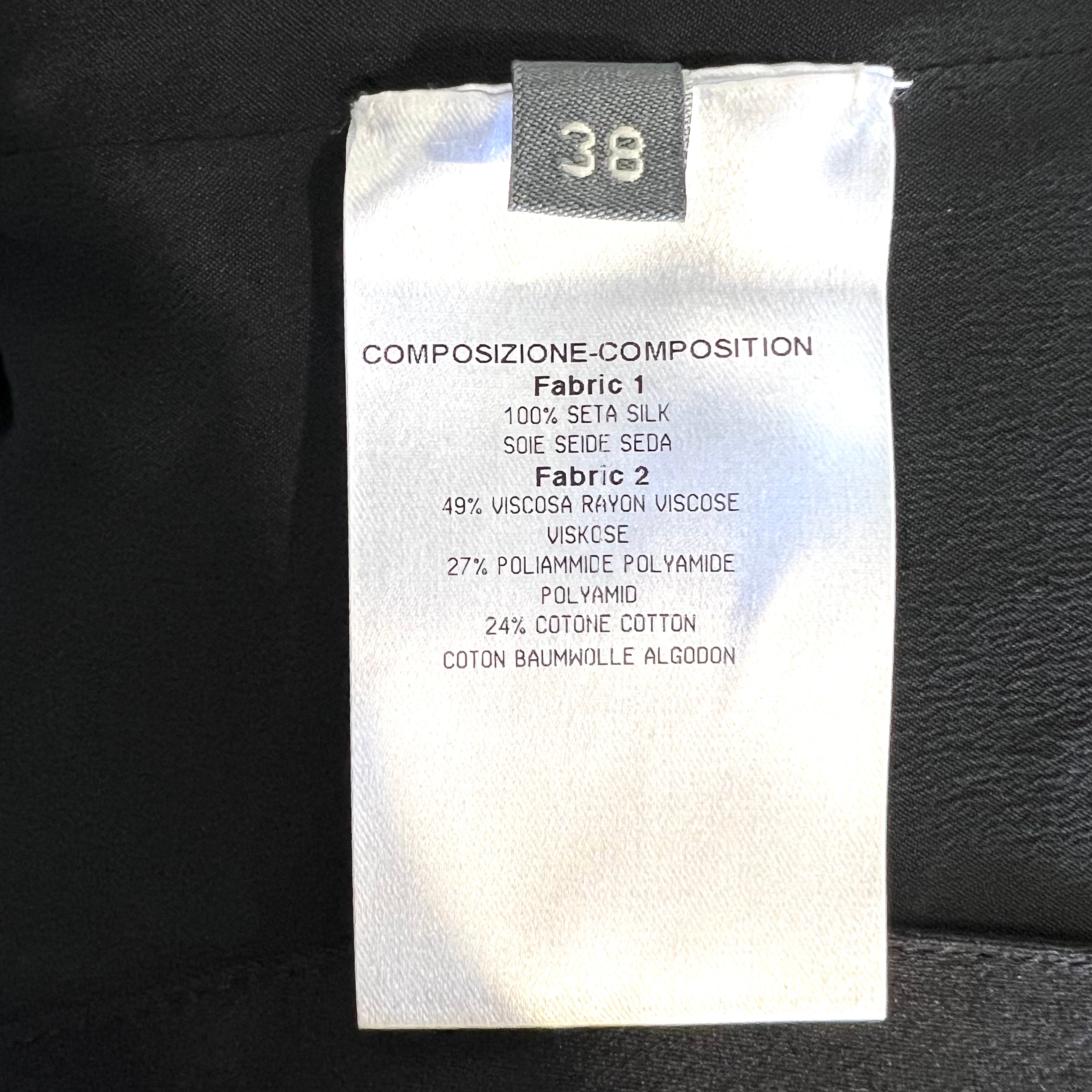 Alexander McQueen S/S 2012 Black Silk Ruffle and Lace Bodice Gown, tag 2