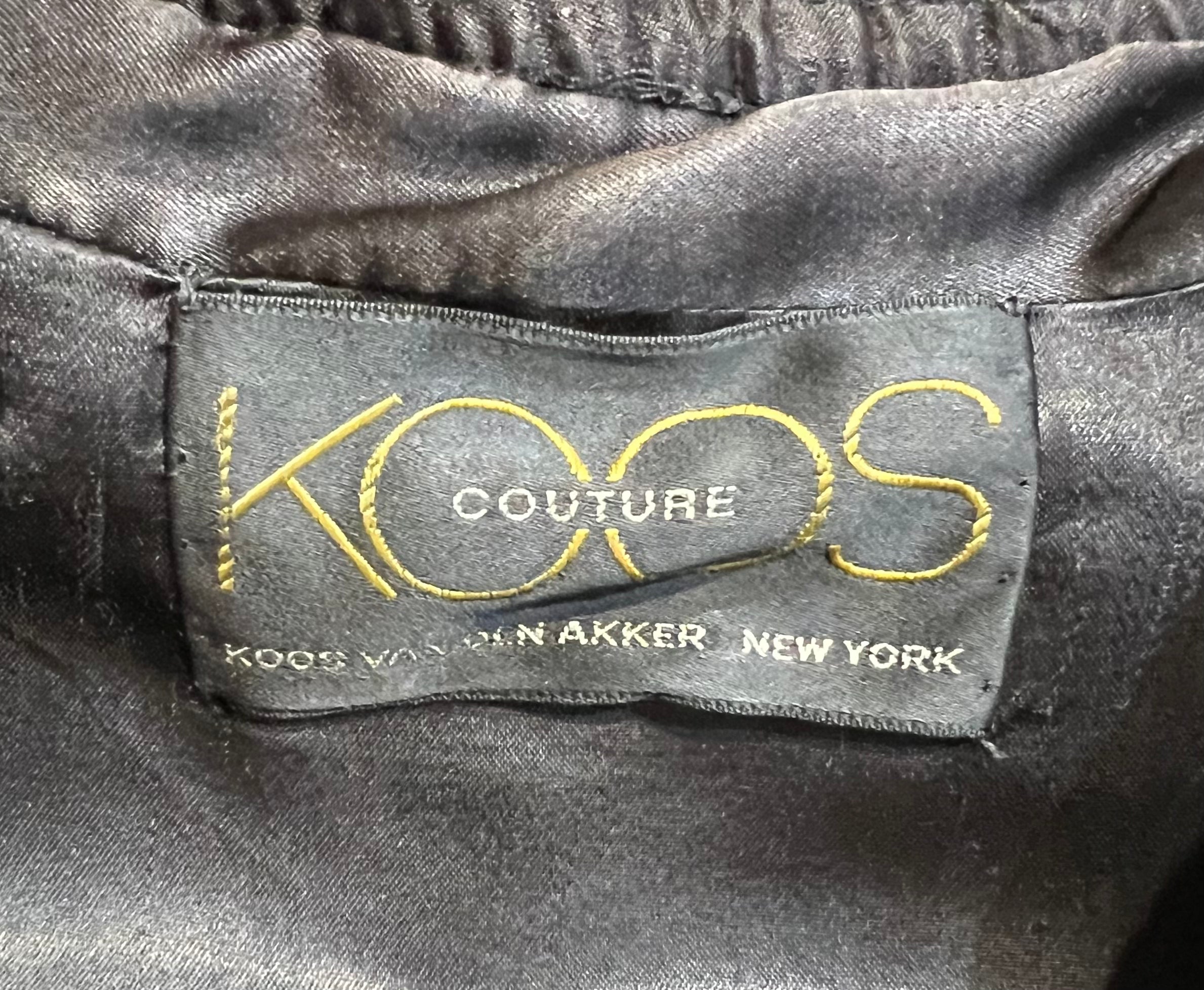 KOOS Couture Brown Fur Patchwork Fur Bomber Coat, label 