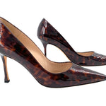 Manolo Blahnik Tortoise Shell Brown Vinyl Pumps SIDE 2/9