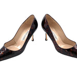 Manolo Blahnik Tortoise Shell Brown Vinyl Pumps OUTTER SIDES 4/9