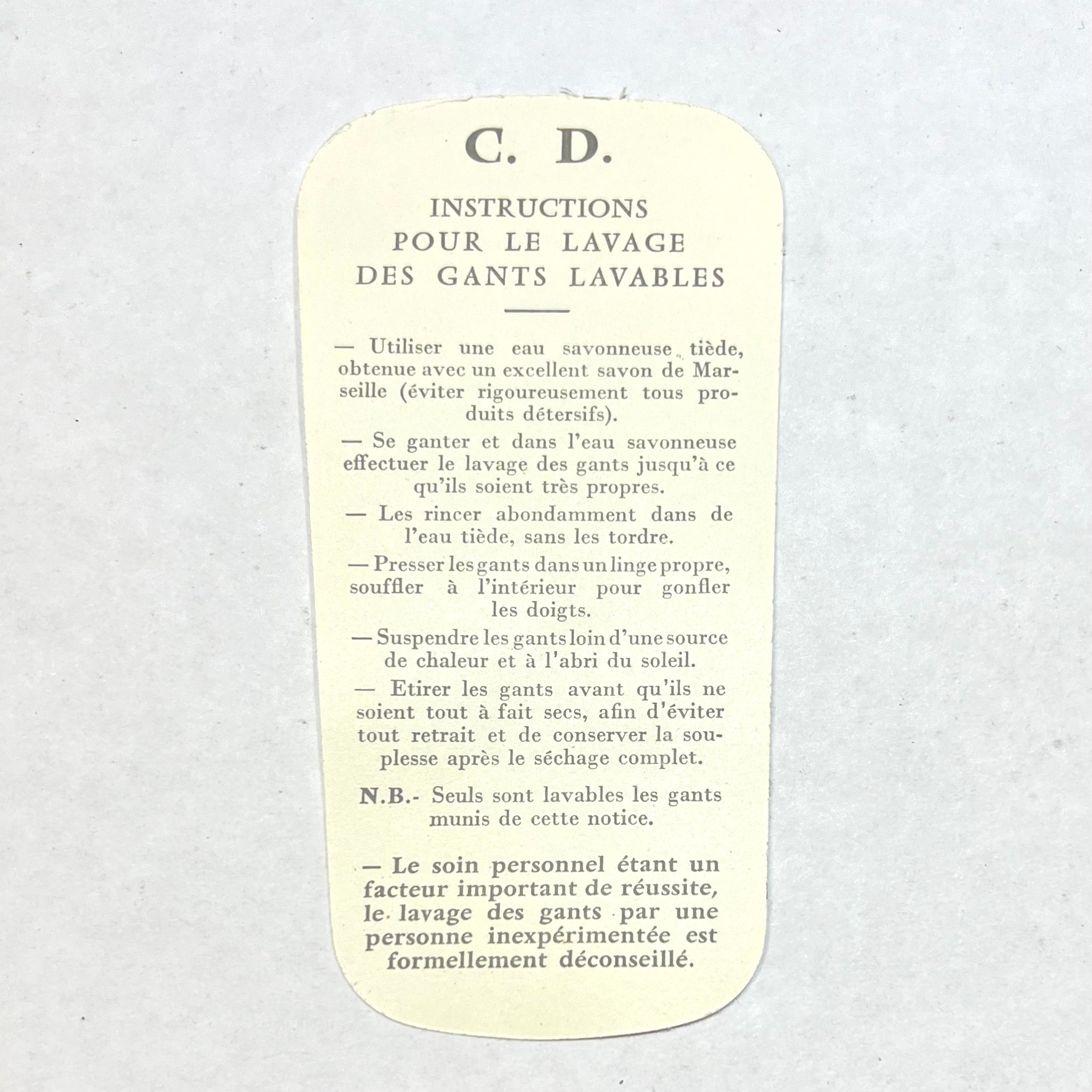 Christian Dior 1960's "Les Gants" Ivory Leather Gloves, Original Packaging, care instructions French