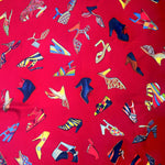 Salvatore Ferragamo Red Shoe Motif Printed Square Silk Scarf PRINT DETAIL 2/4