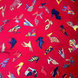 Salvatore Ferragamo Red Shoe Motif Printed Square Silk Scarf PRINT DETAIL 2/4