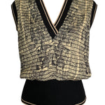  Jean Paul Gaultier FEMME Toile de Jouy Cream and Black Plissé Vest FRONT 1/8