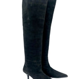 Gucci Black Suede Kitten Heel Knee Boots ANGLE 2/6