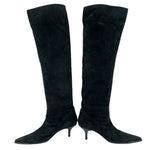 Gucci Black Suede Kitten Heel Knee Boots OUTTER SIDES 3/6