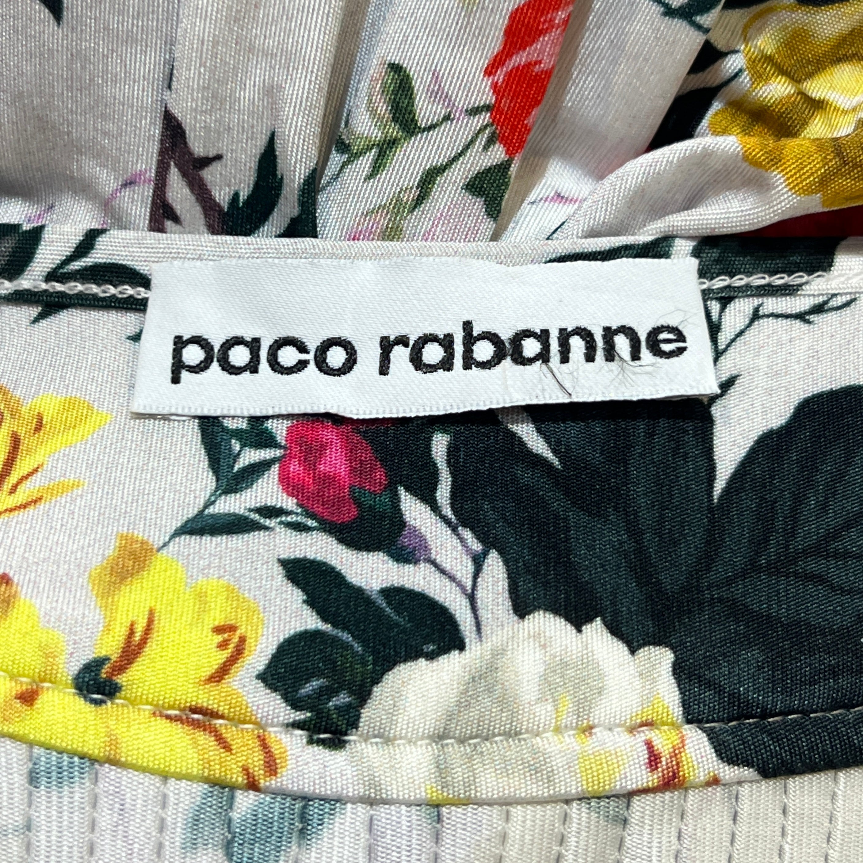 Paco Rabanne 2020s Pintucked Romantic Floral Jersey Maxi Dress, label
