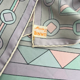 Pucci 60s Geometric Grey, Pale Pink, and Turquoise Printed Silk Square Scarf LABEL TAG 7/7