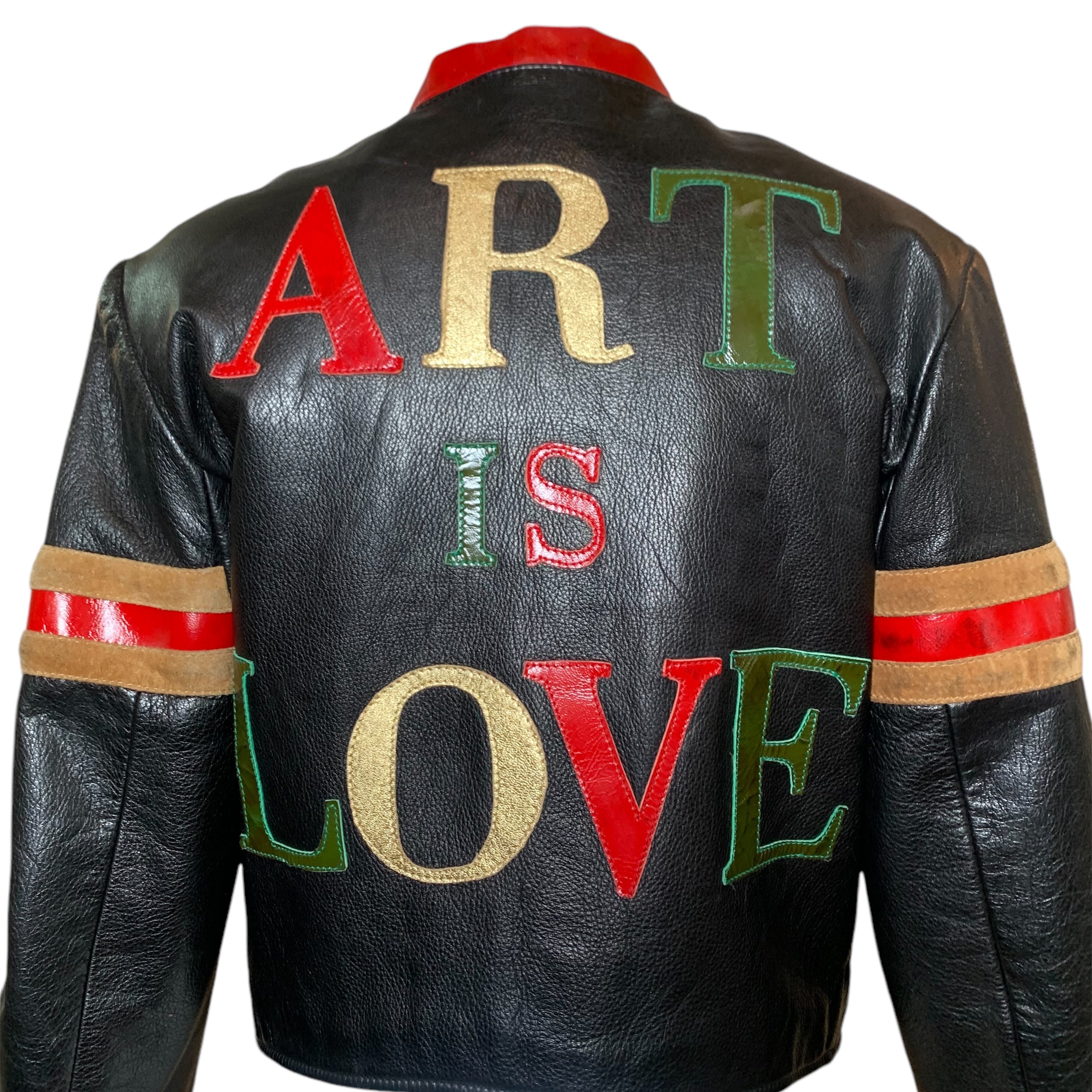 Moschino F/W 1990/1991 "Art Is Love" Leather Bomber Jacket, back