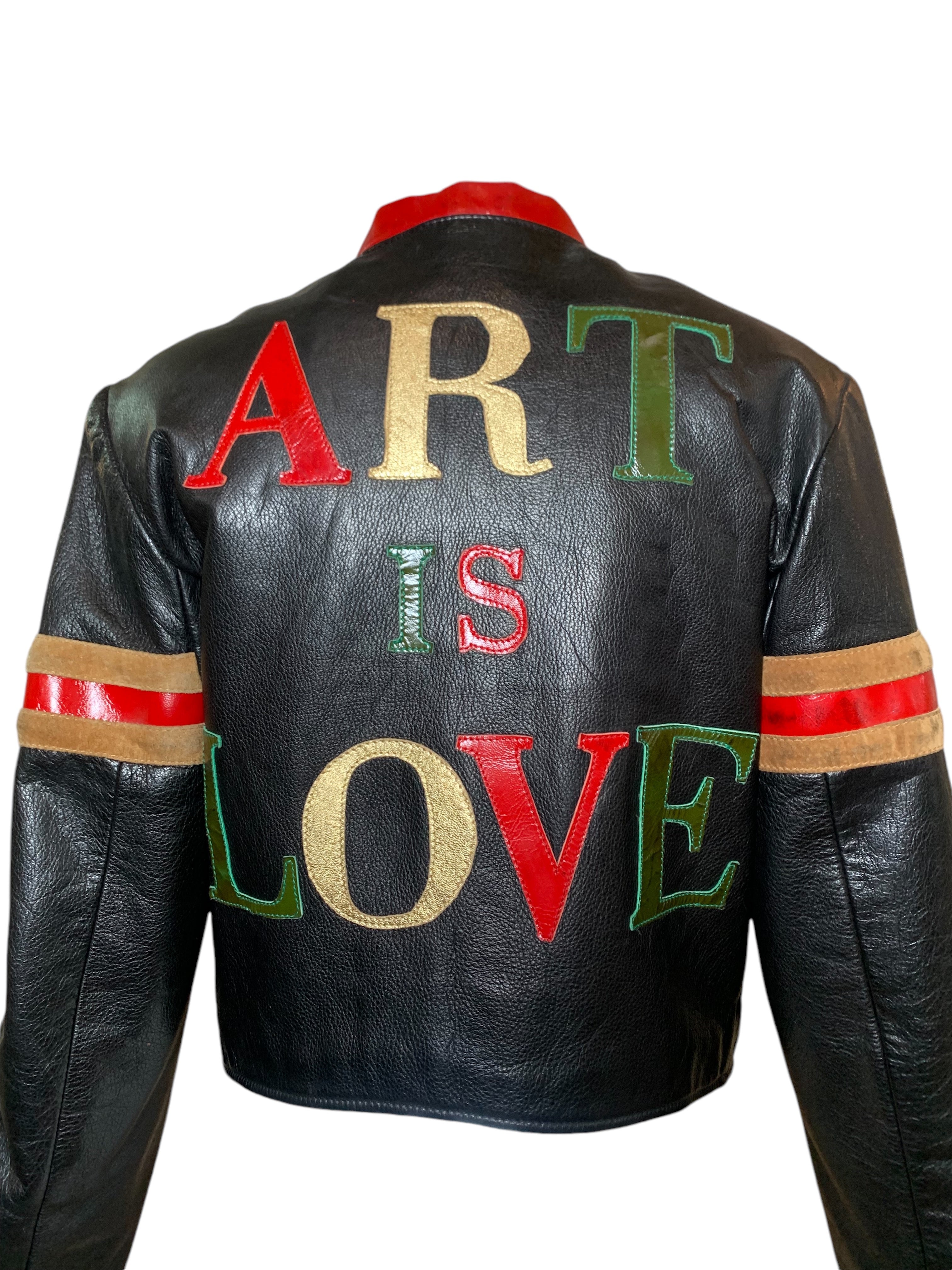 Moschino F/W 1990/1991 "Art Is Love" Leather Bomber Jacket, back