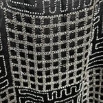 1920's Art Deco Geometric Beaded Black Silk Satin Evening Dress, detail 3