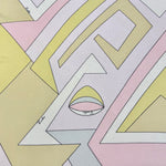 Emilio Pucci 1970's Pastel Geometric Silk Jersey Long Sleeve Tunic Blouse, detail