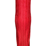 Issey Miyake '90s Plissé Cherry Red Scoop Neck Dress BACK 4/5