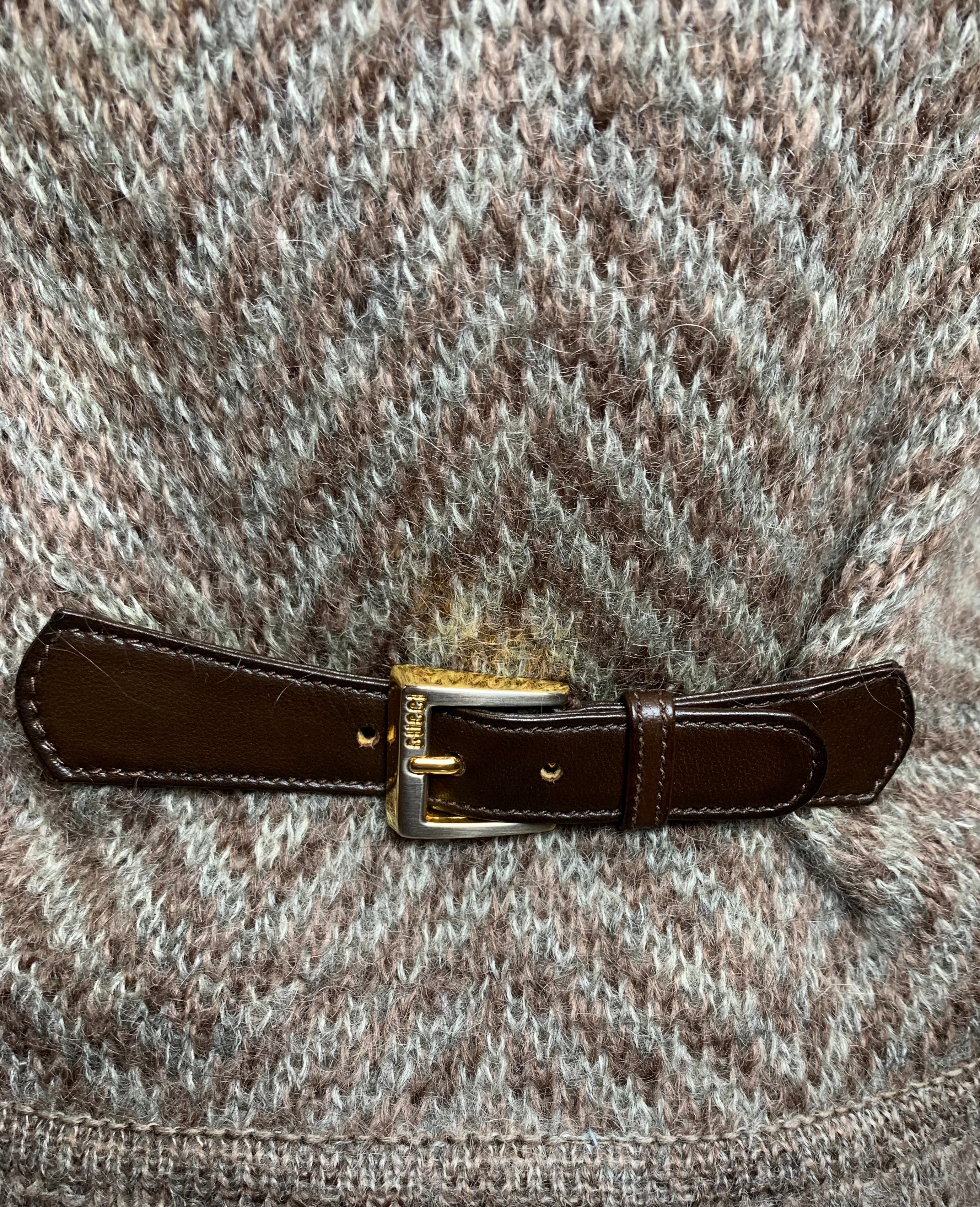 Gucci '70s Grey & Brown Chevron Alpaca Cashmere Sweater Gucci '70s Grey & Brown Chevron Alpaca Cashmere Sweater BUCKLE 4 of 6