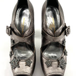 Sonia Rykiel Silver Leather Rhinestone Star Platforms, front