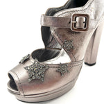 Sonia Rykiel Silver Leather Rhinestone Star Platforms, solo detail