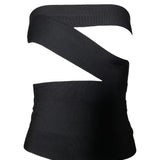 Yves Saint Laurent S/S 2001 Tom Ford Runway Black Bandage Wrap Belt Top FRONT #3 5/9