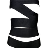 Yves Saint Laurent S/S 2001 Tom Ford Runway Black Bandage Wrap Belt Top FRONT #1 2/9