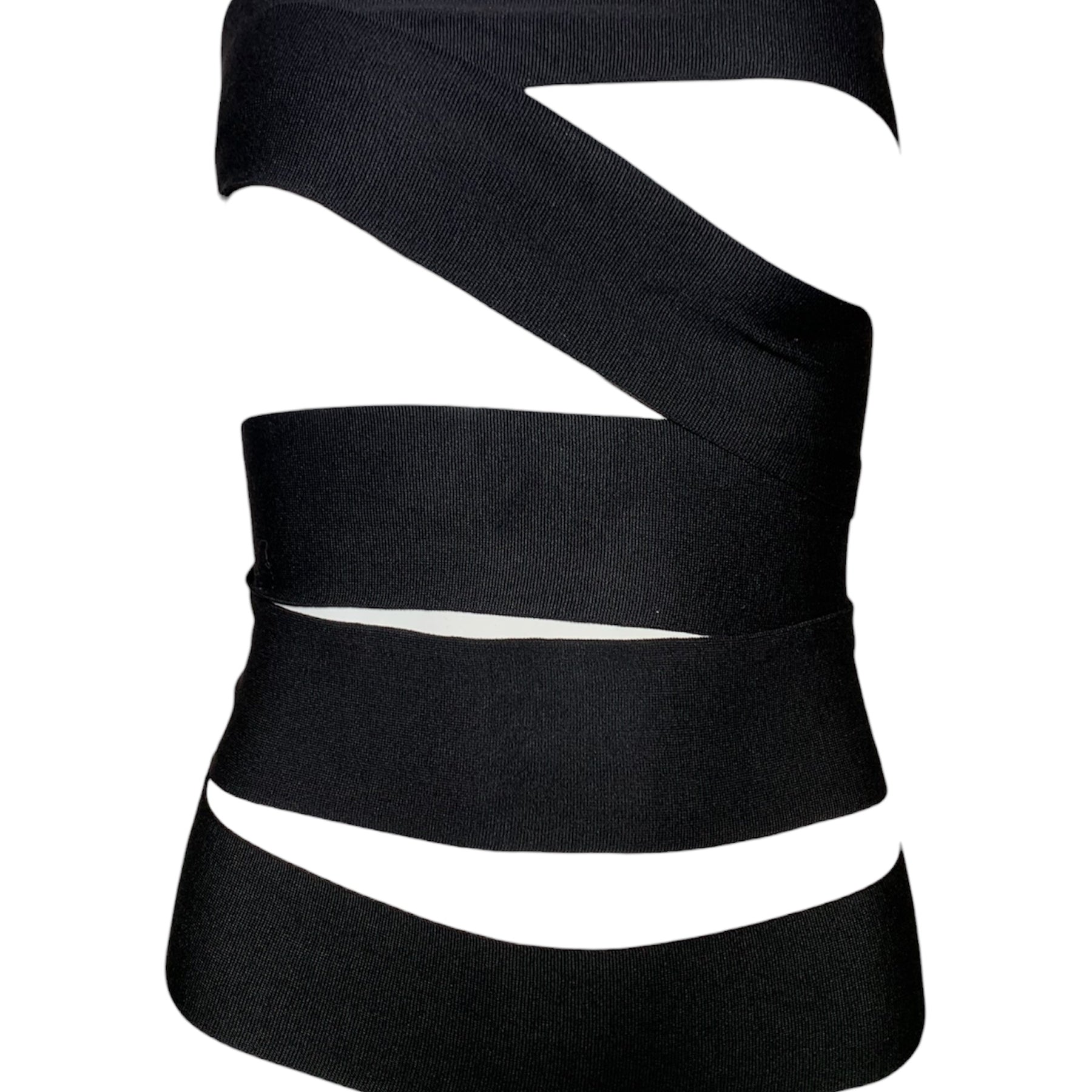 Yves Saint Laurent S/S 2001 Tom Ford Runway Black Bandage Wrap Belt Top FRONT #1 2/9