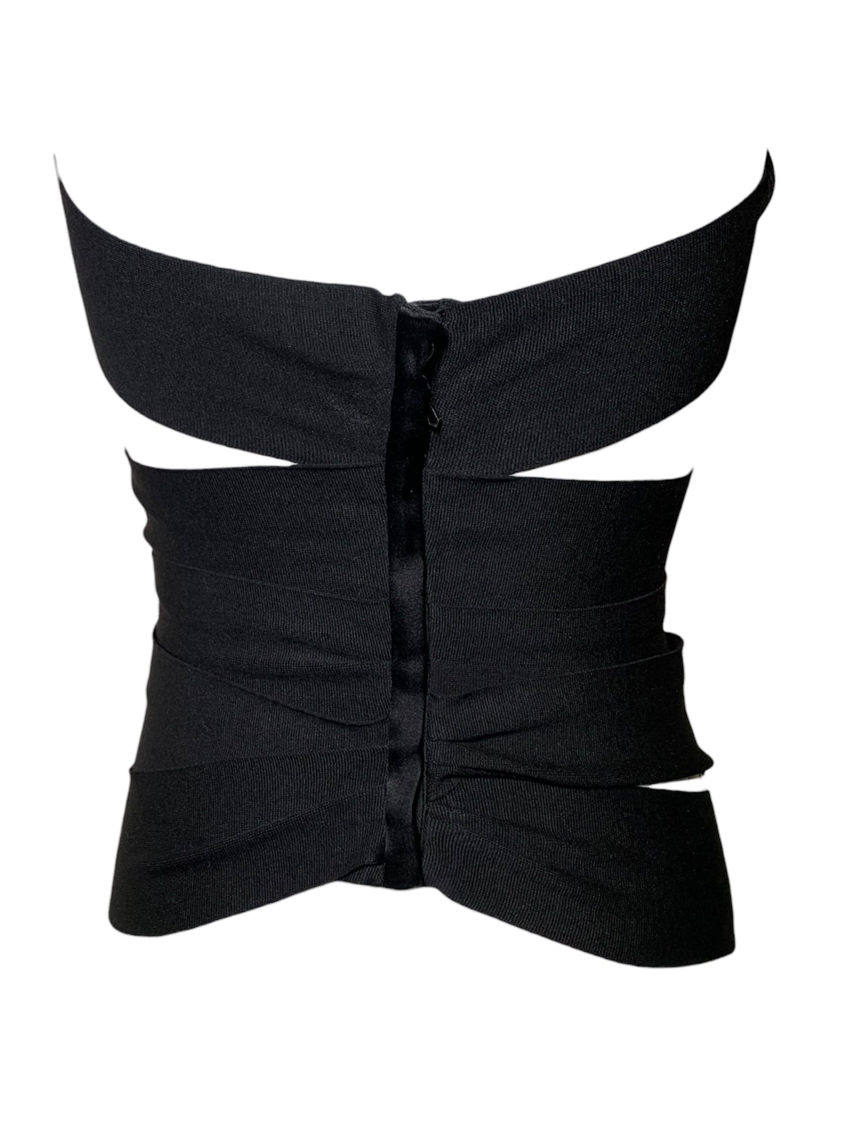 Yves Saint Laurent S/S 2001 Tom Ford Runway Black Bandage Wrap Belt Top BACK 8/9