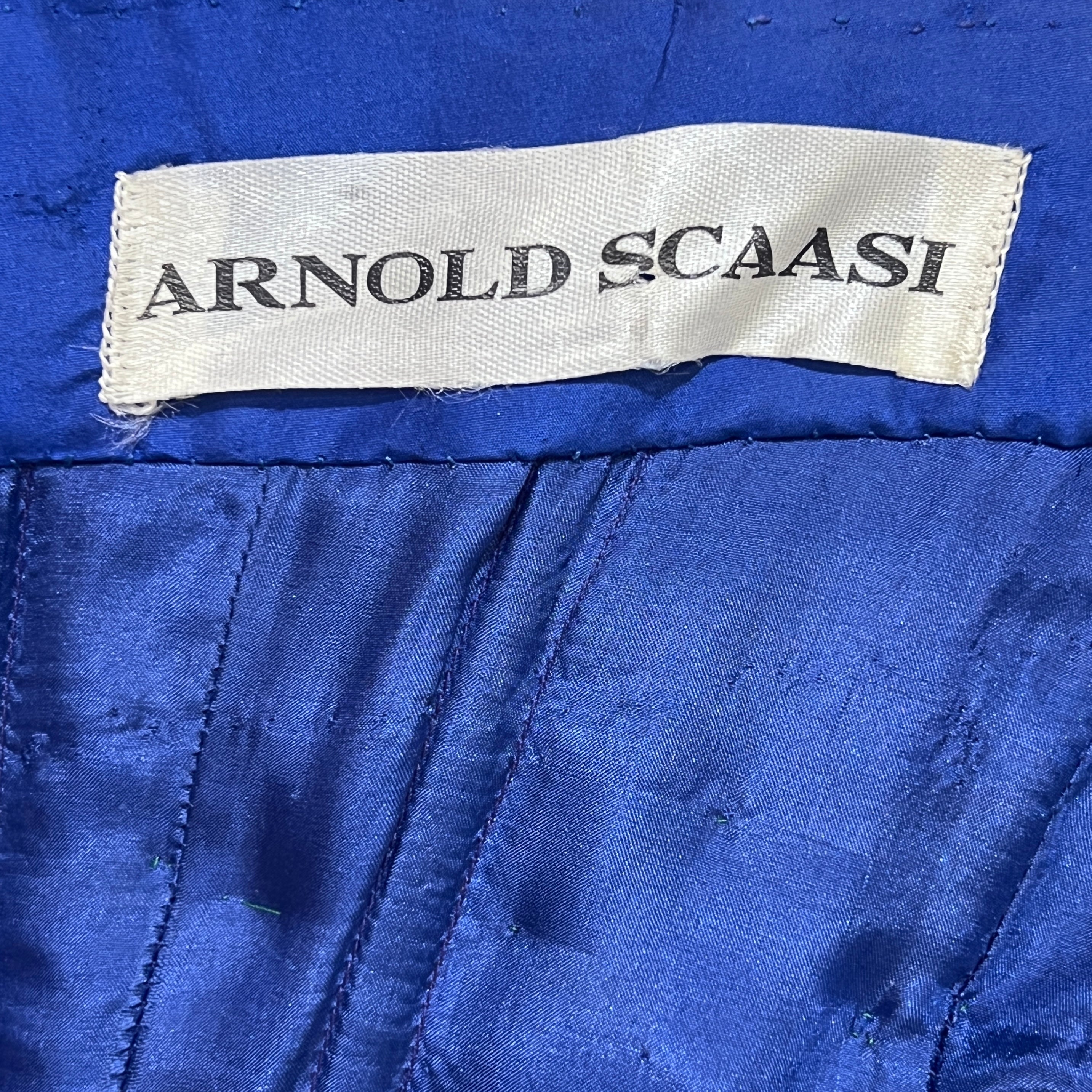 Scaasi 1987 Blue and Green Taffeta Strapless Gown with Stole, label