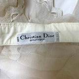 Christian Dior Sheer Cream Silk Ruffled Jabot Button Down Blouse TAG PHOTO 5 OF 5