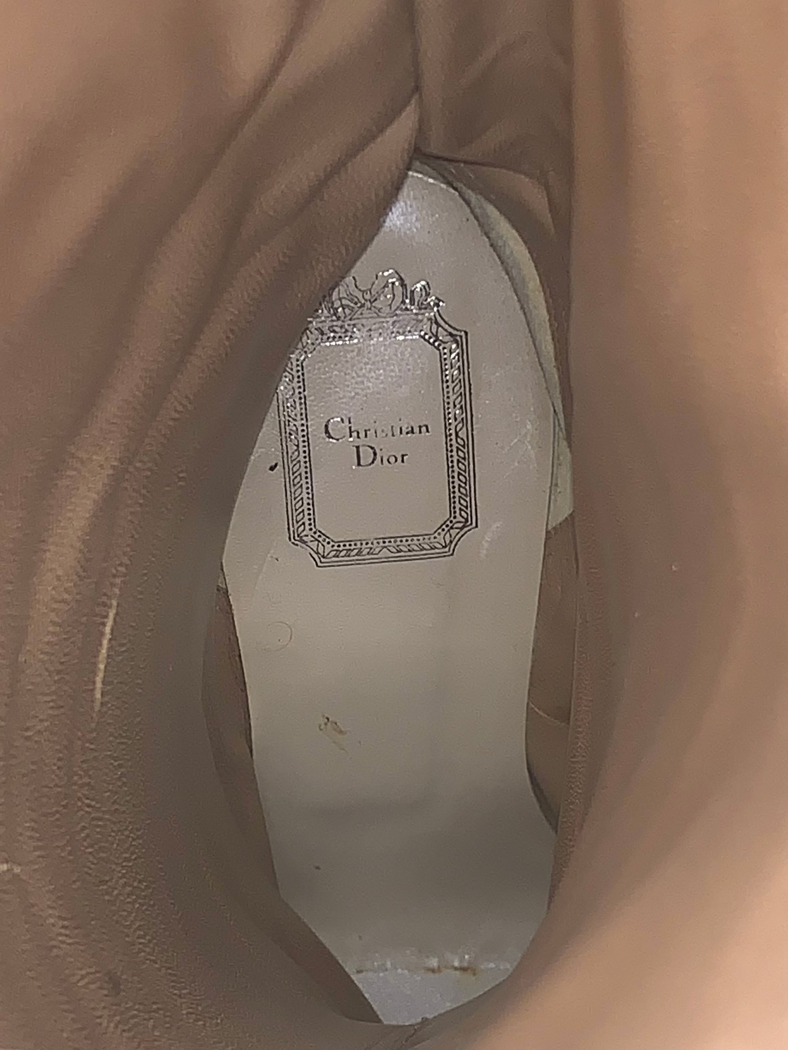 Christian Dior Quilted Beige Leather Knee High Stiletto Boots, 40 Christian Dior Quilted Beige Leather Knee High Stiletto Boots, 40