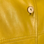 Valentino 1980's Yellow Nappa Lambskin Leather Shirt Jacket BUTTON DETAIL 5/7