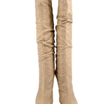  Christian Dior Quilted Cannage Beige Leather Knee High Stiletto Boots FRONT 3/10