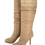  Christian Dior Quilted Cannage Beige Leather Knee High Stiletto Boots ANGLE 5/1O