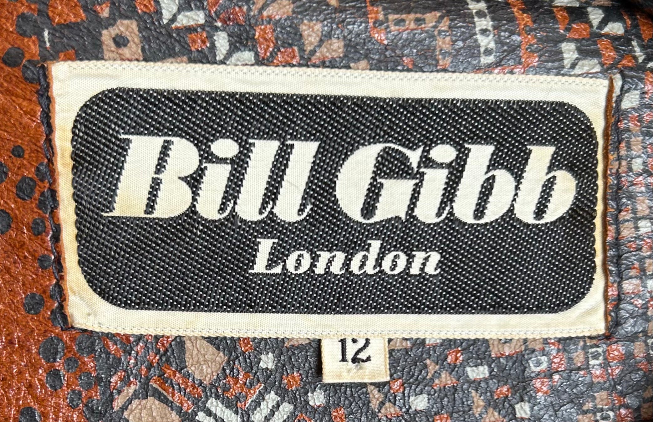 Iconic Bill Gibb 1972 A/W Leather Stenciled Vest with Bee Motif LABEL PHOTO 6 OF 6