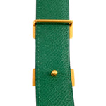 Hermès Red & Green Reversible Leather Gold Tone H Belt GREEN DETAIL 4/8