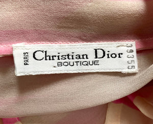 Christian Dior 2000s Pink & White Stripe Silk Chiffon Blouse   LABEL 6 of 6