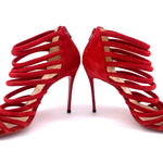 Christian Louboutin Red Macala Strappy Suede Stilettos INNER SIDES 5/10