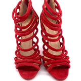 Christian Louboutin Red Macala Strappy Suede Stilettos FRONT 4/10