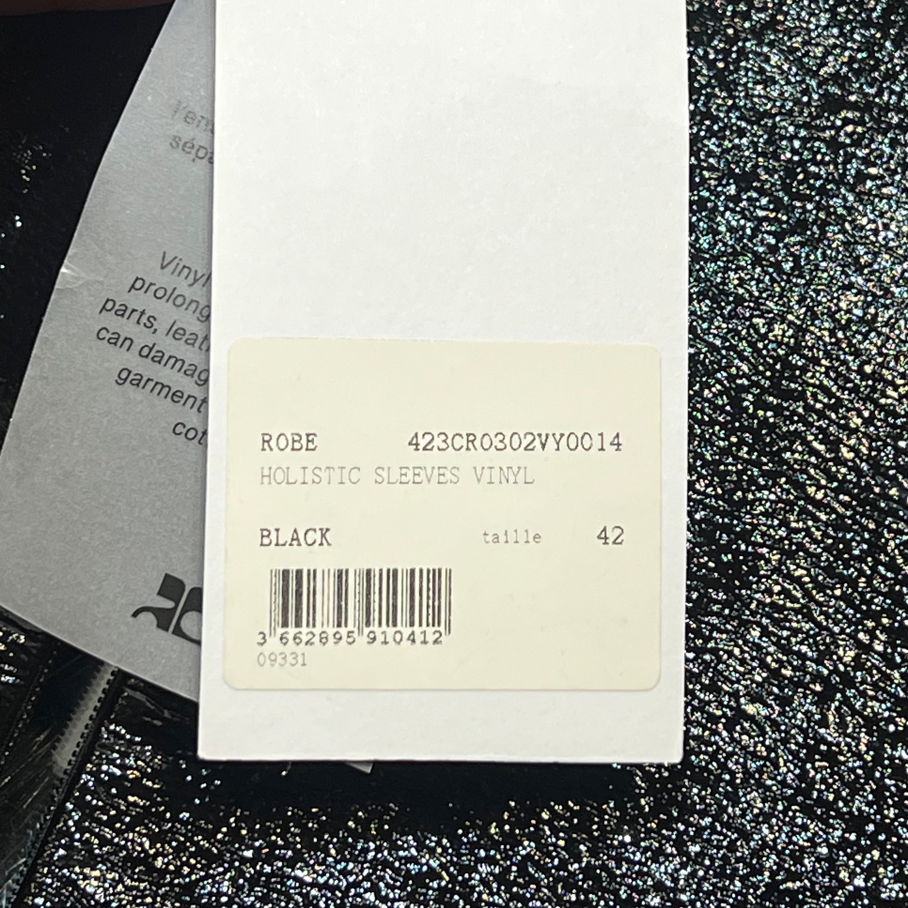 Courrèges F/W 2023 Black Vinyl Cut Out Mini Dress, tags 2