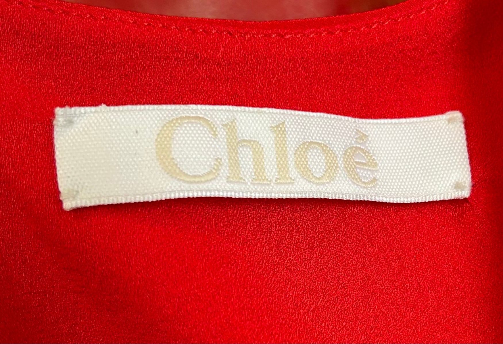 Chloe Red Sheer Silk Blouse + Undershirt TAG PHOTO 7 OF 7