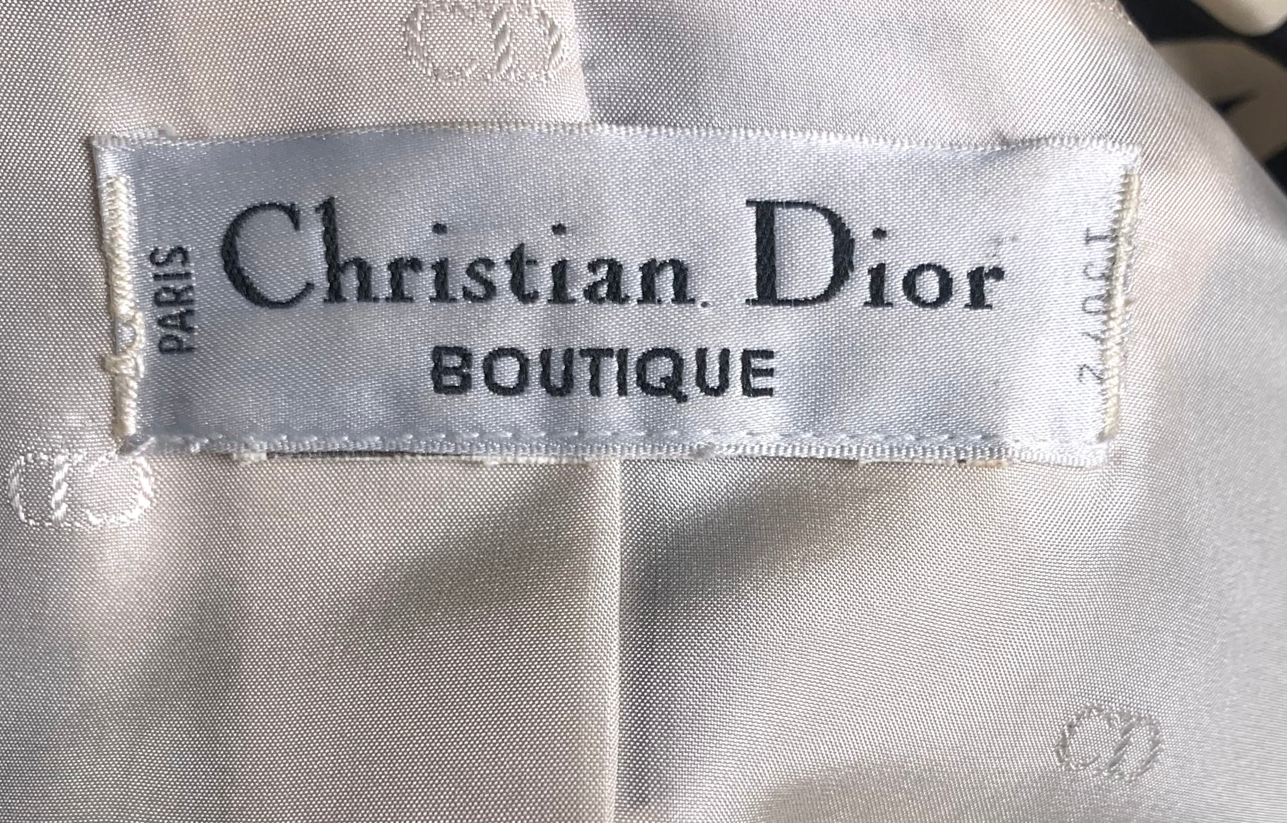 Christian Dior Boutique 1980's Black & Cream Silk Blouse 80'S LABEL 5/5