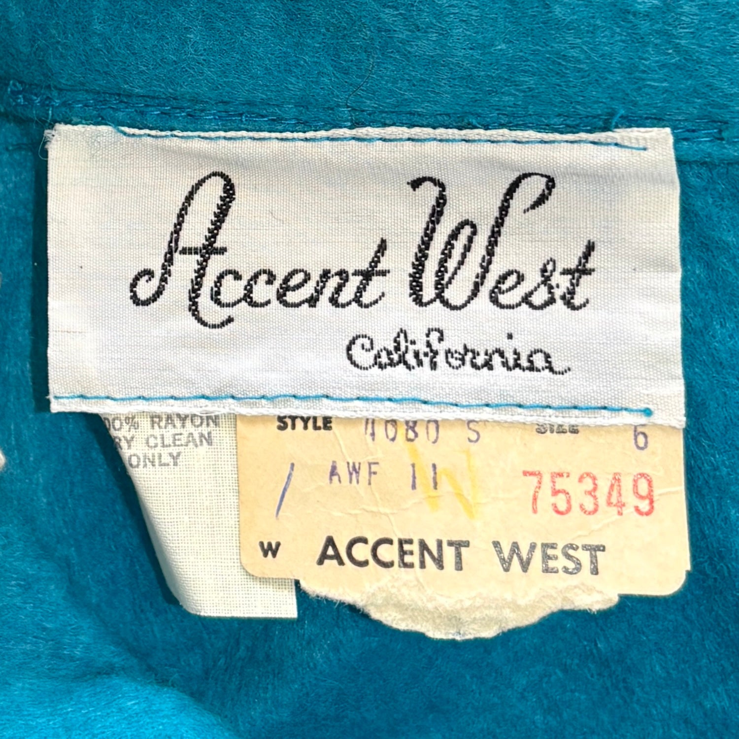 1970s Blue Felt Poodle Maxi Skirt, label