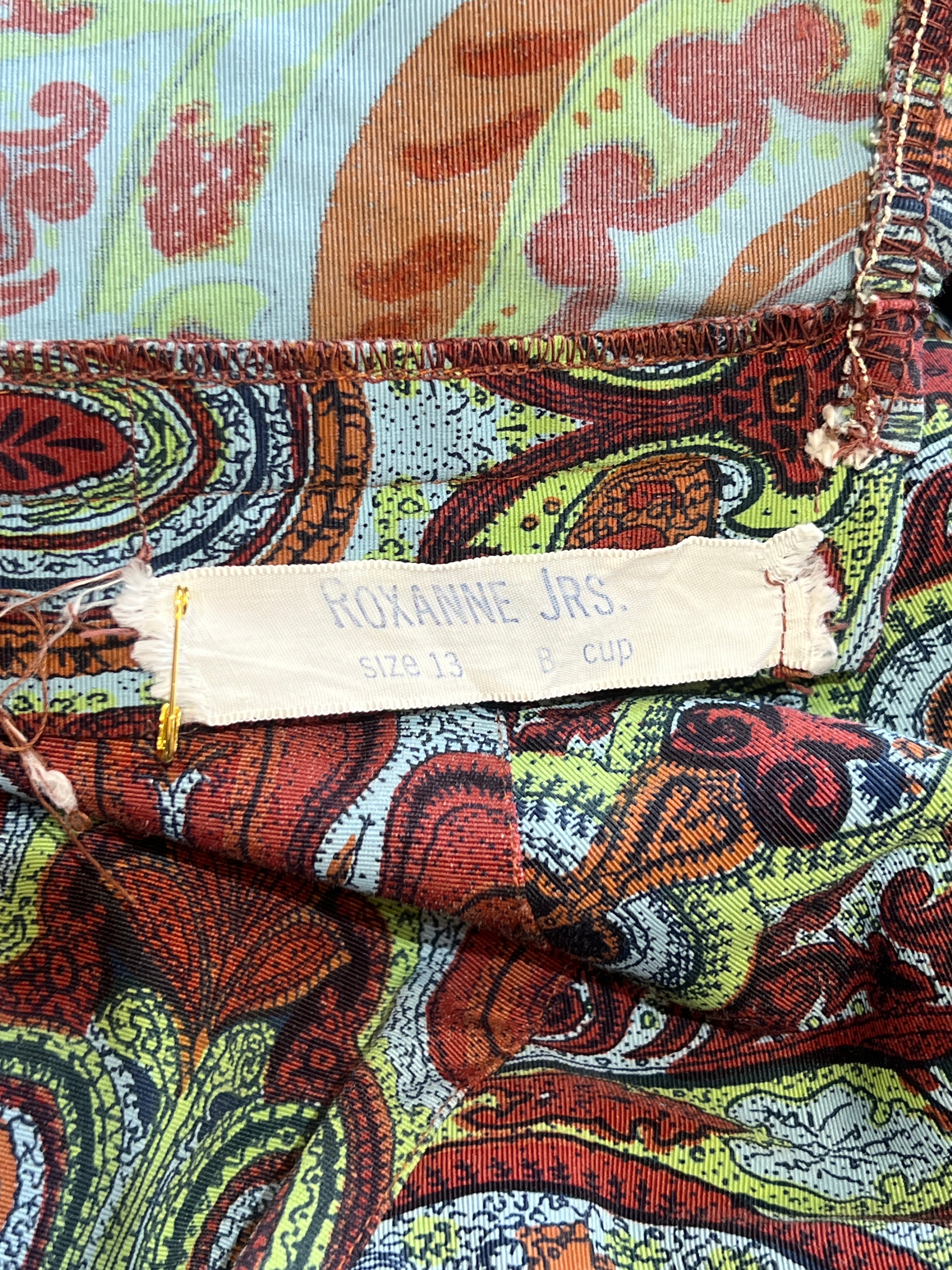 1950's Paisley Pin-Up One Piece Swimsuit label